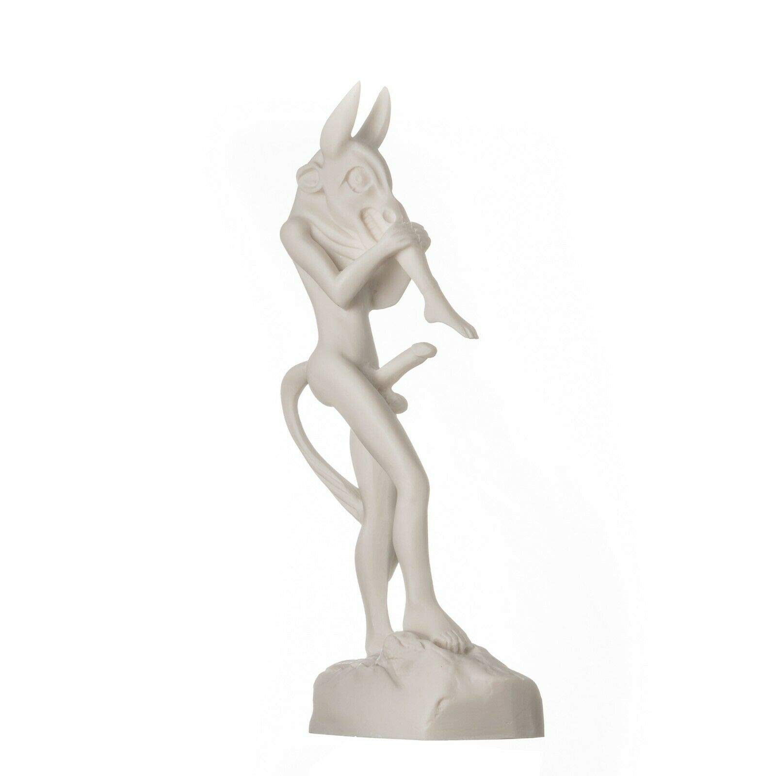 BeautifulGreekStatues Minotaur Demon Bull Head Eating a Maiden Greek Alabaster Statue Sculpture 9.45"