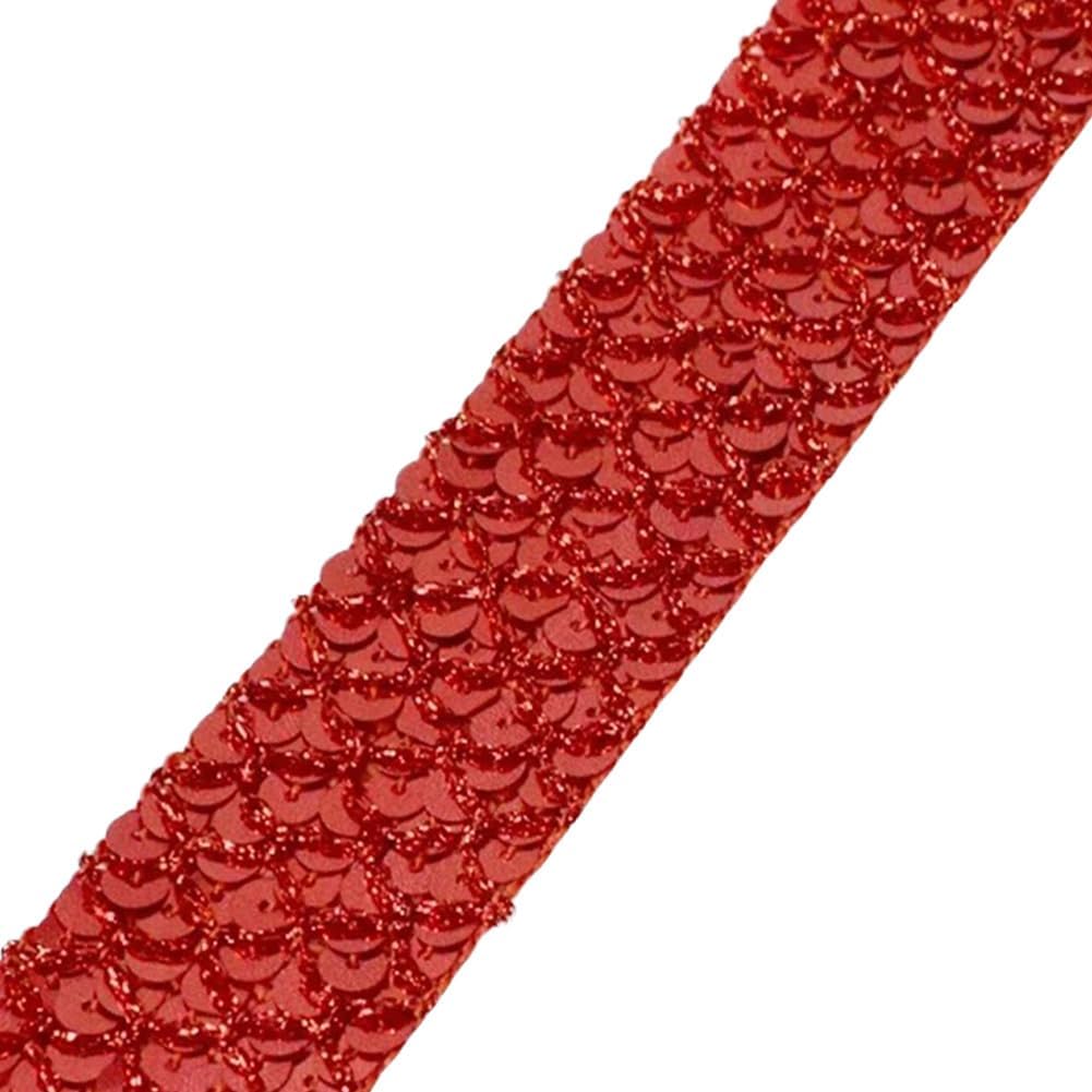 393.7in Glitter Sequin Lace Trim, Flat Sequins Beaded Ribbon Trim for Sewing, Crafts, Embellishments, Clothing, Wedding Decoration, DIY Supplies, Home Decor, Red