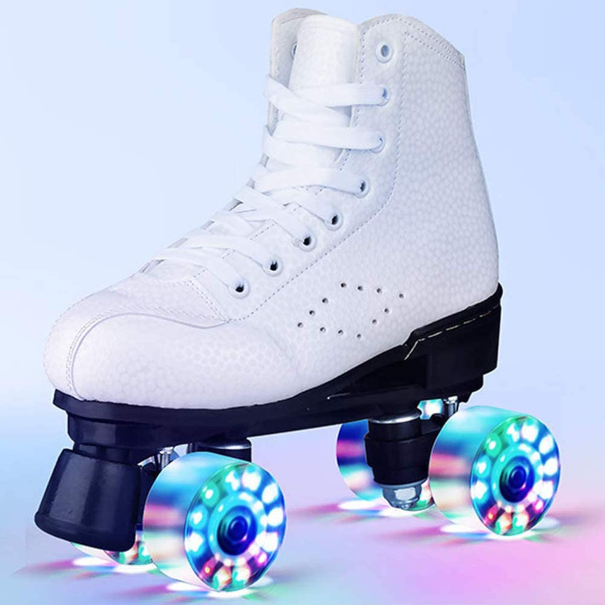 MIAOXIAO Patines de Patinaje para Mujer y Hombre 4 Ruedas Patines Clásicos de Piel de Doble Fila Patines Patinaje para Interior y Exterior Unisex Adultos