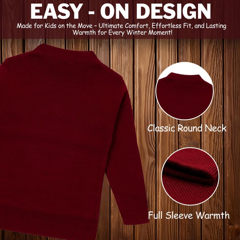 CLAP Unisex Kids Woolen Warm Full Sleeves Skivi/Sweater/Inner Round Neck for Winter Combo Pack of 2 (Maroon White, 2-3 Years) - Image 3 thumbnail