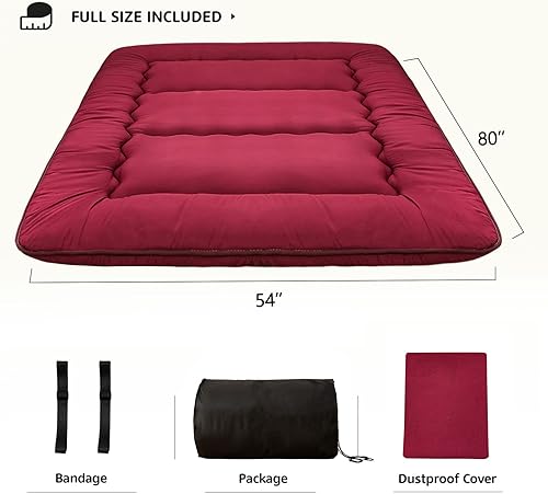 Miniatura 365 de Colchón futón japonés de piso gris constelación, de piso tatami, portátil, para acampar, para niños, sofá cama plegable enrollable con protector de