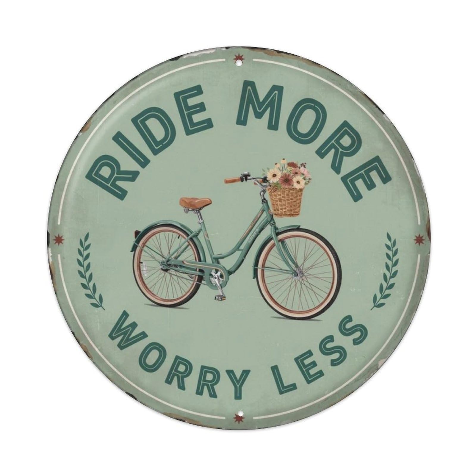 Ride More Worry Less Bicycle Metal Tin Sign Plaque