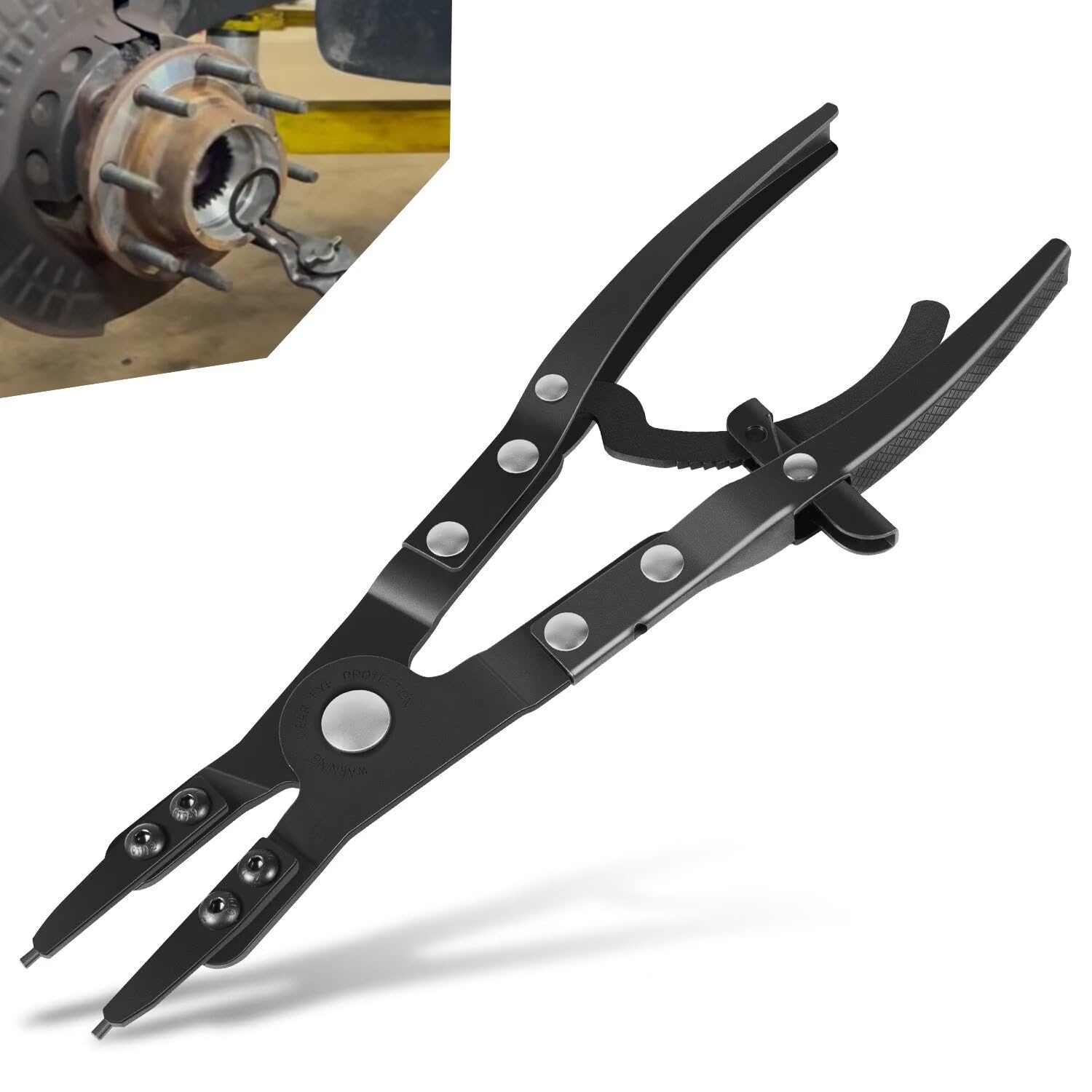 38700 Spindle Snap Ring Pliers 12in Heavy Duty External Snap Ring Pliers with Ratchet Locking Design, Fit for Ford Super Duty Pickups 2007 and Newer