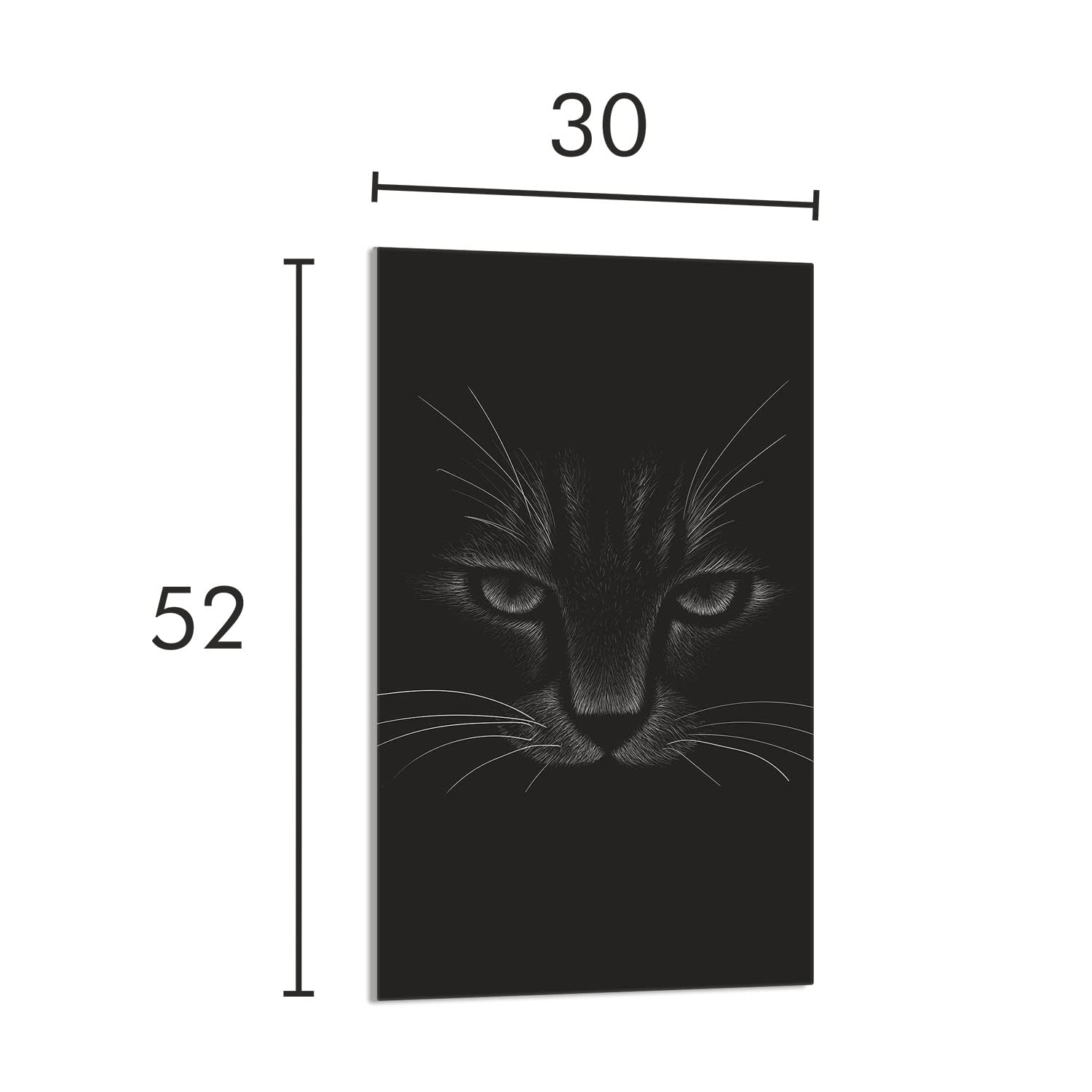 Plaque de recouvrement, 30 x 52 cm, en verre, pour cuisinières électrique, à induction, convient comme décoration, protection anti-éclaboussures ou planche à découper, Chat Noir
