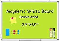 Vista 16 de WALGLASS Pizarra blanca magnética, 36 x 24 pulgadas, de doble cara, borrado en seco, pizarra blanca para pared, colgar o montar, horizontal