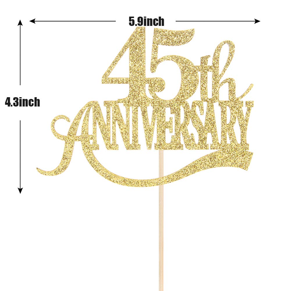 Buy Gold Glitter 45th Anniversary Cake Topper for 45th Wedding