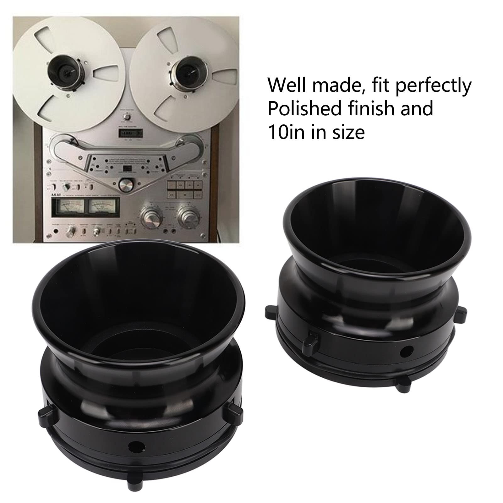Adaptador de cubo NAB de 1 par 1 par, adaptador de cinta de aleación de aluminio de 10 pulgadas para carrete de carrete para grabadoras de cinta de carrete universal Studer (Negro)