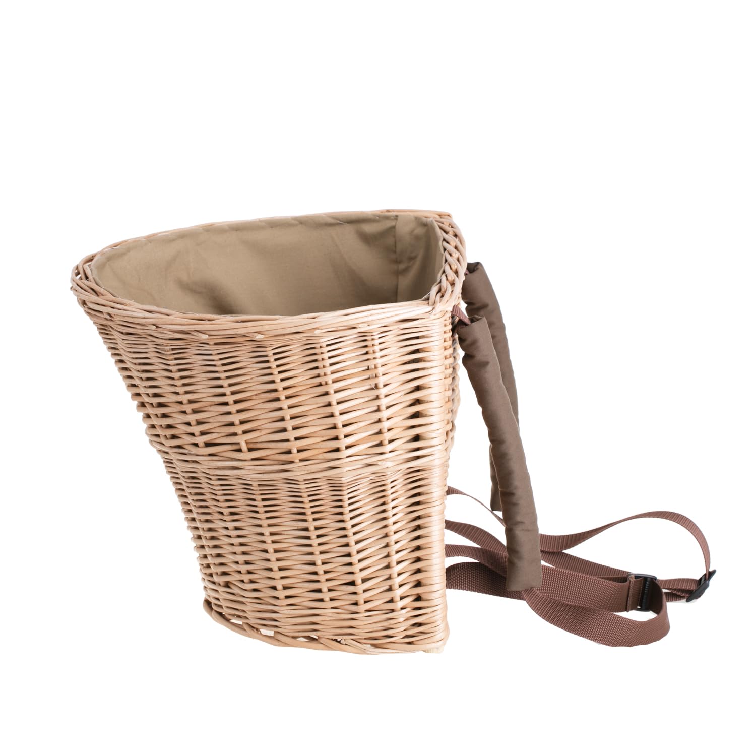 Campana de recogida de frutas y verduras, Mochila con forma de campana de mimbre con tirantes (Natural sin tapa)