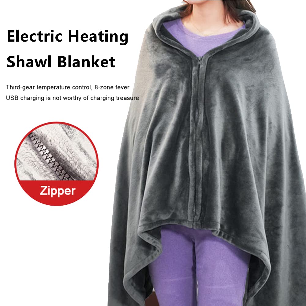 SagaSave Manta eléctrica con calefacción USB, 150 x 85 cm, doble cara, terciopelo coral, con 3 niveles de temperatura ajustable