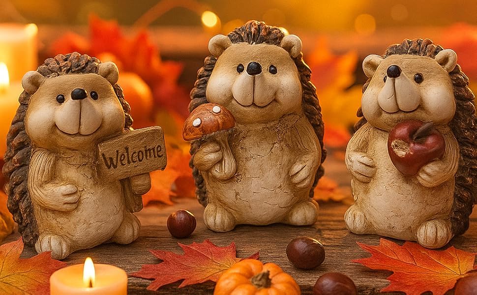 khevga Deko-Figuren Herbst Niedliche Igel aus Terracotta und Polyresin...