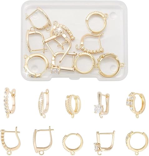 Pendientes de aro Huggie de latón, Plástico Vidrio Metal Gema Plástico circón Vidrio Metal Piedra preciosa Circonita cúbica Latón