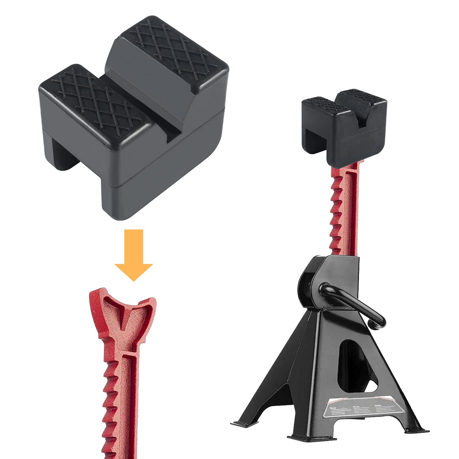 Supporto in gomma per cric per auto, cavalletti per veicoli, confezione da 2 cric a carrello, supporto in gomma universale per cric per auto e piattaforme di sollevamento,nero