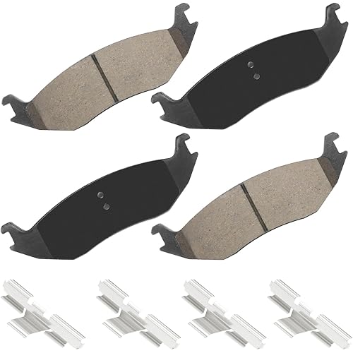 Rear Replacement Brake Pad Set for Dodge Ram 1500 Classic Van Durango Chrysler Aspen, 2 Ceramic Brake Pads w/Clip Replacement