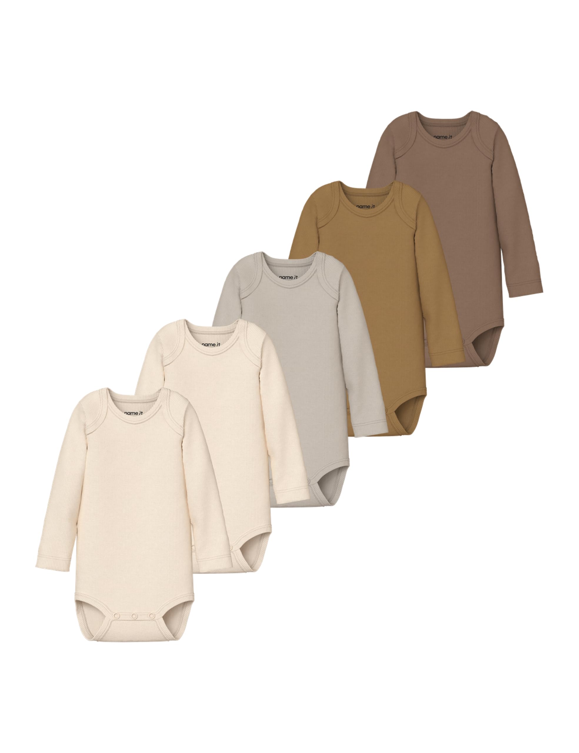 NAME IT Nbnbody 5p Ls Solid Rib Noos Nbnbody 5P Ls Solid Rib Noos Unisex - Adulto (Pacco da 5)
