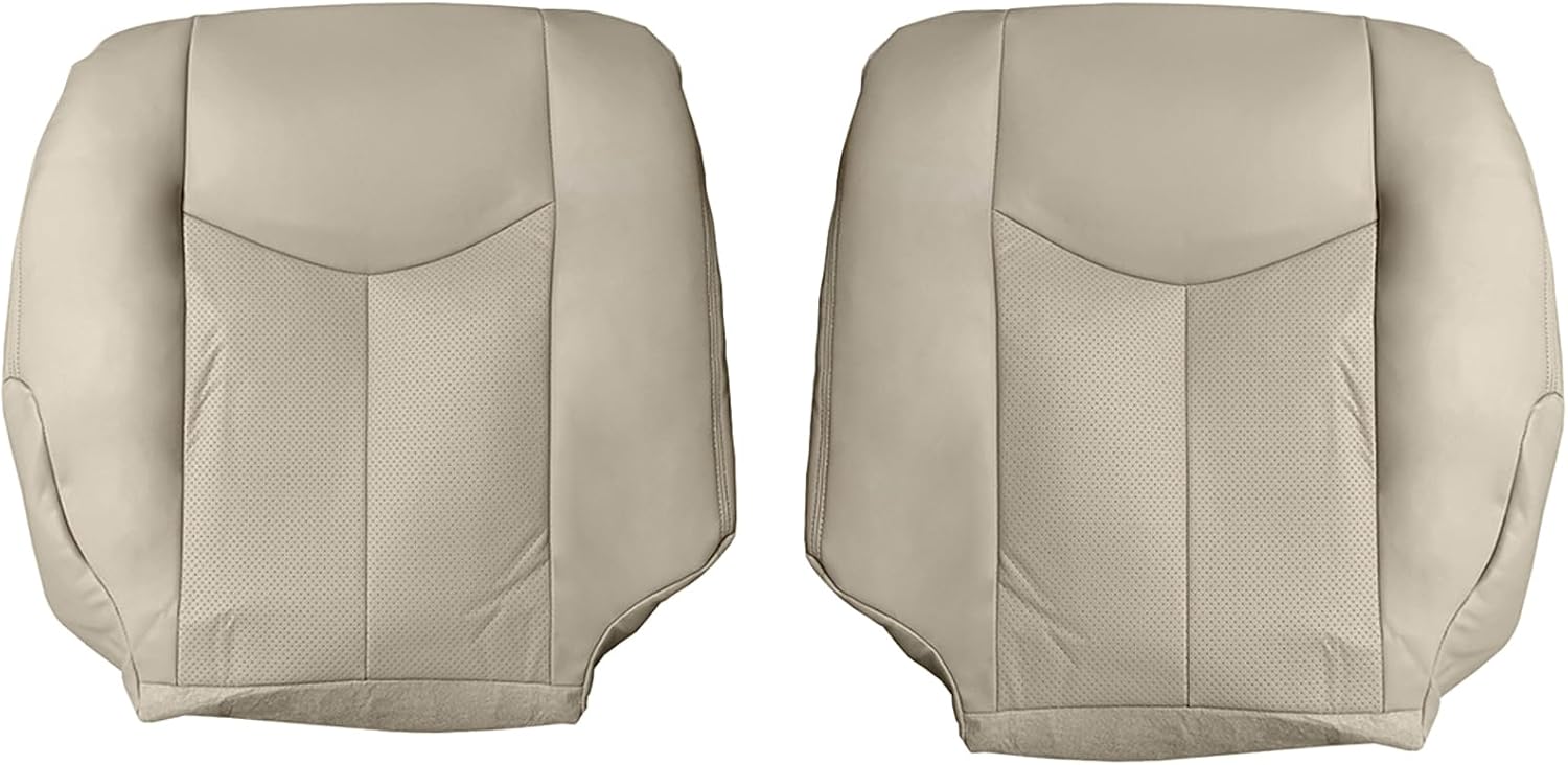Driver Passenger Bottom Seat Cover Replacement Fits for Cadillac Escalade 2003-2006 Microfiber Leather, Shale Light Neutral Tan