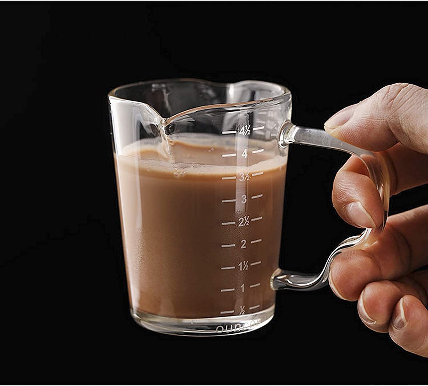 UNIQUE CART 150ML Espresso Measuring Cup for Barista Use | 2.5oz Shot Glass with Scale | Double Spout Milk Pitcher for Pouring & Brewing | U Shape Coffee Measuring Tool-Pack of 1 3