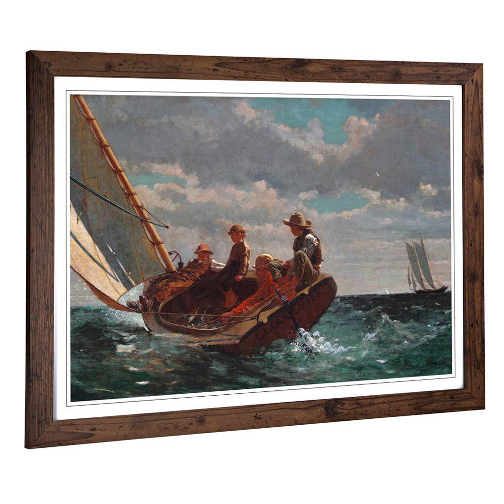 Big Box Art Framed Print of Winslow Homer A Fair Wind Design | Wall Art Picture | Home Decor for Kitchen, Living, Dining Room, Bedroom, Hallway, Office, Walnut, A2 / 24.5x18 Inch / 62x45cm
