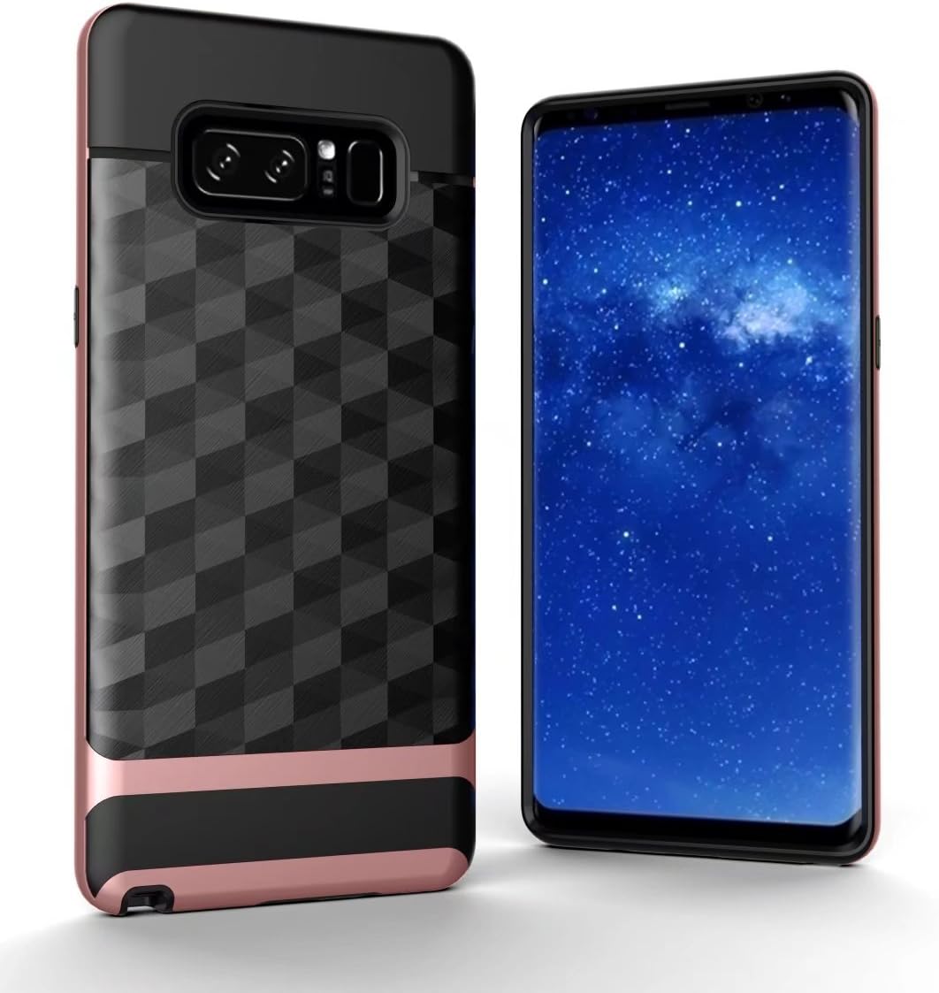 Galaxy Note 8 Case, Matte brushed Parallax Slim Protective Dual Layer brushed Textured Cover Geometric Design for Samsung Galaxy Note 8 (2017) (pink)