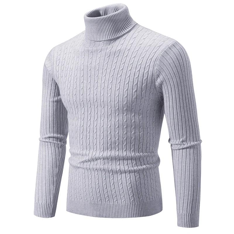 Men' Neck Sweater Solid Pullover Knitted Warm Casual Turtleneck Sweatwear Winter Outdoor Tops4