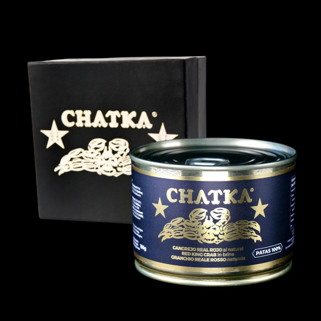 Chatka – Konserve im traditionellen Format gefüllt mit Beinen von rotem Königskrabbenfleisch. Sorgfältig verarbeitet, mild im Geschmack und vielseitig einsetzbar (150 gram)