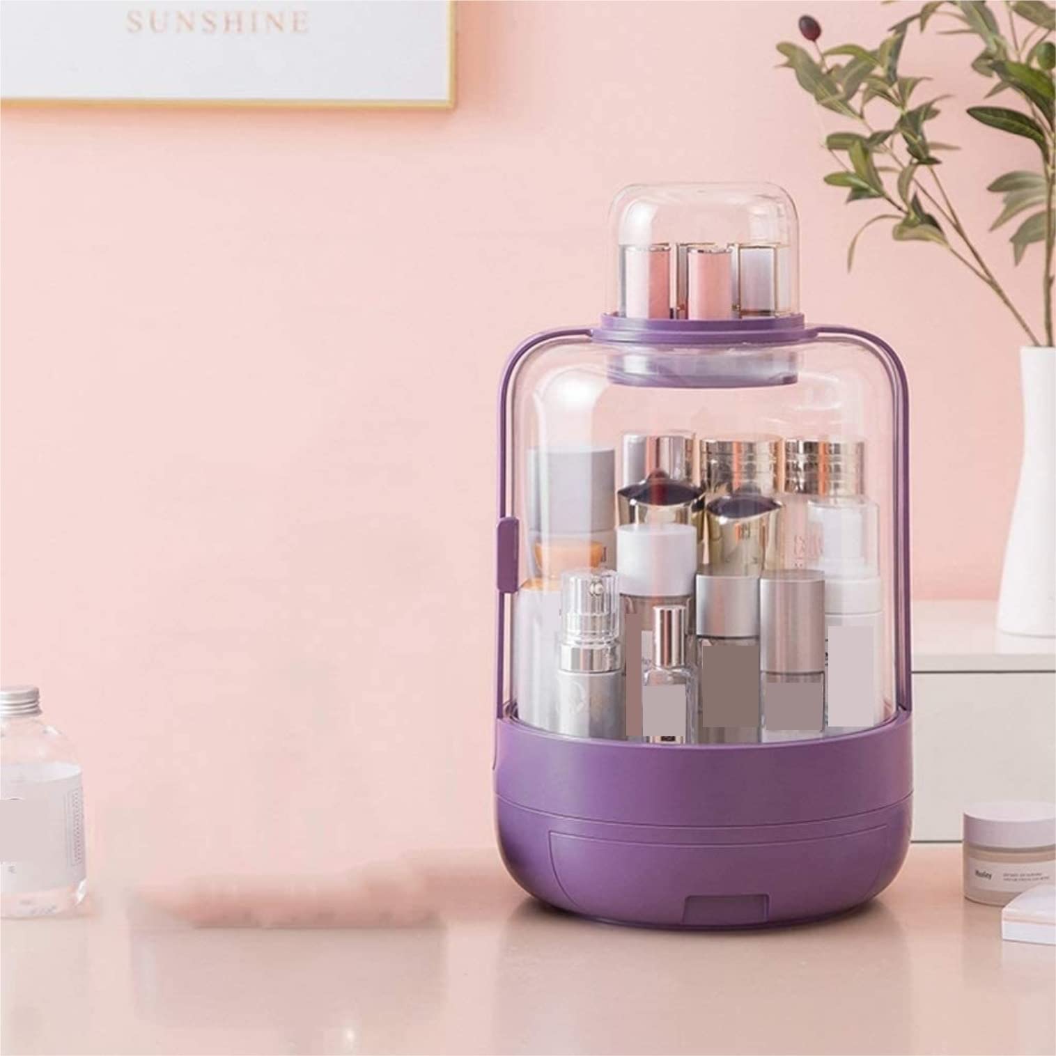 Almacenaje Maquillaje Organizador De Maquillaje Transparente Cajones De Almacenamiento De Cosméticos Estante para Productos para El Cuidado De La Piel Habitacion(Purple)