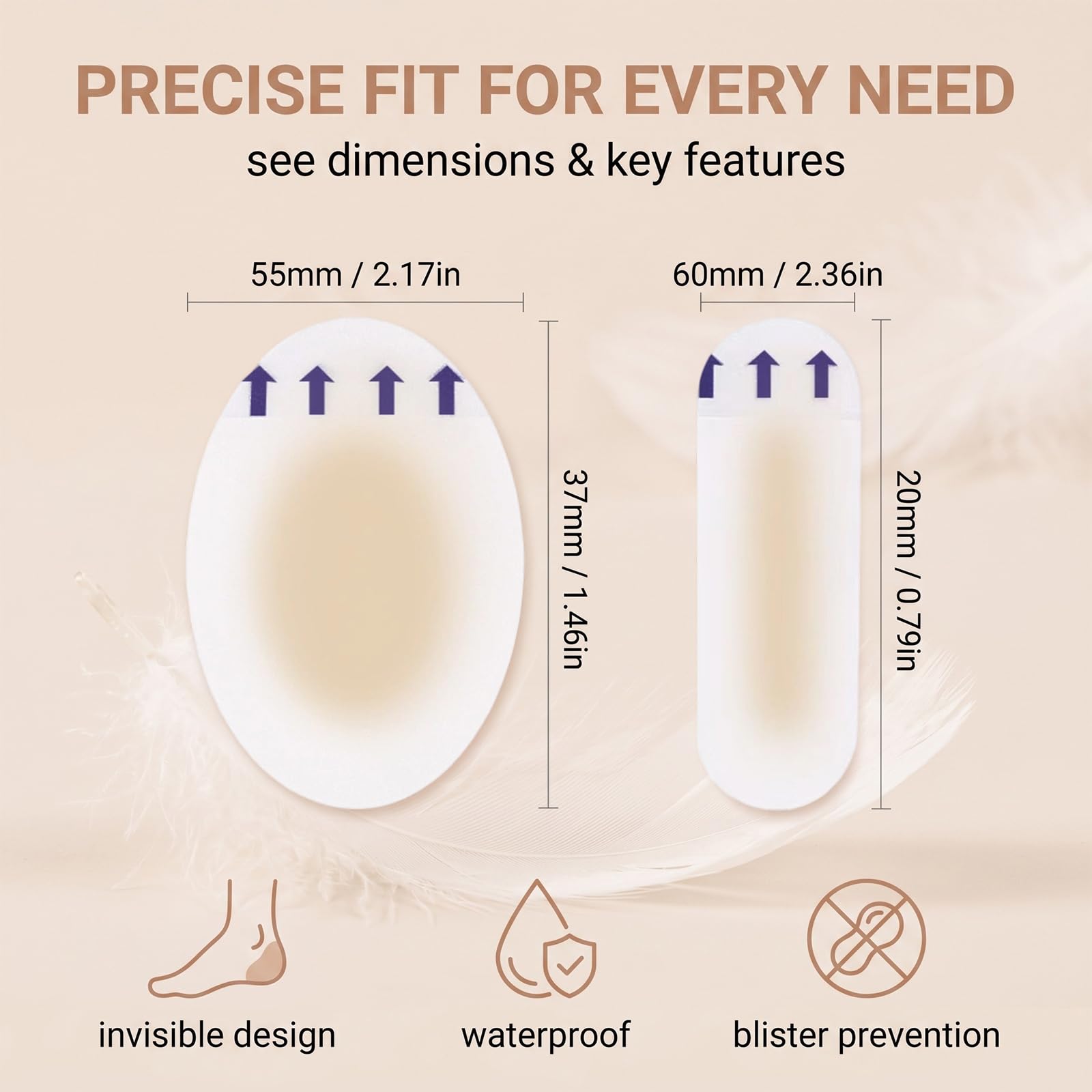 20 Cerotti per Vesciche Piedi in Gel Idrocolloide, 2 Forme Diverse, Protezione Talloni per Scarpe, Comfort e Protezione, Ideale per Scarpe Nuove