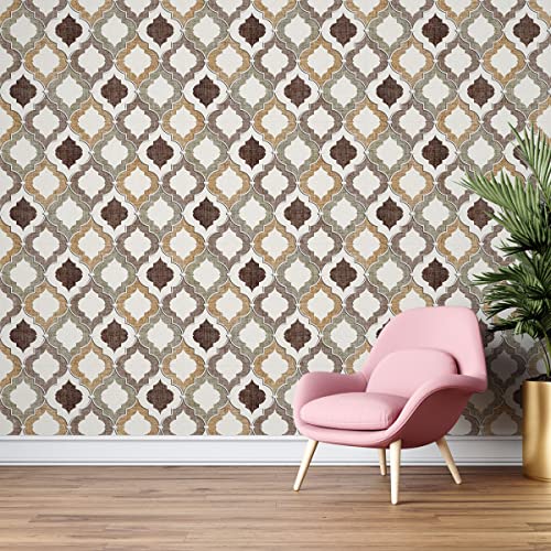Image of DWELLSINDIA Multicolor Moroccan Wallpaper for Interior Wall Decor | Self Adhesive Peel & Stick, Thick Textured Premium Paper | Waterproof, Scratch Resistant | Bedroom & Hallway | 41 x 244 cm