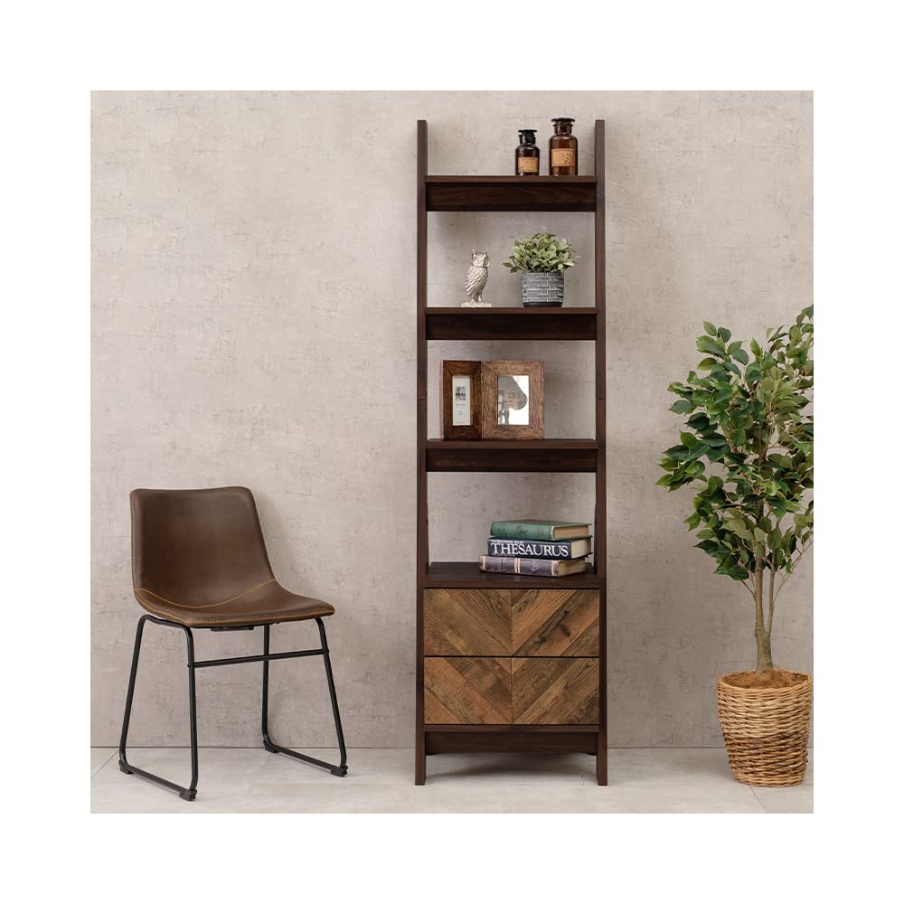 Amazon｜オープンシェルフ チェストラック 引出し2杯 ブラウン