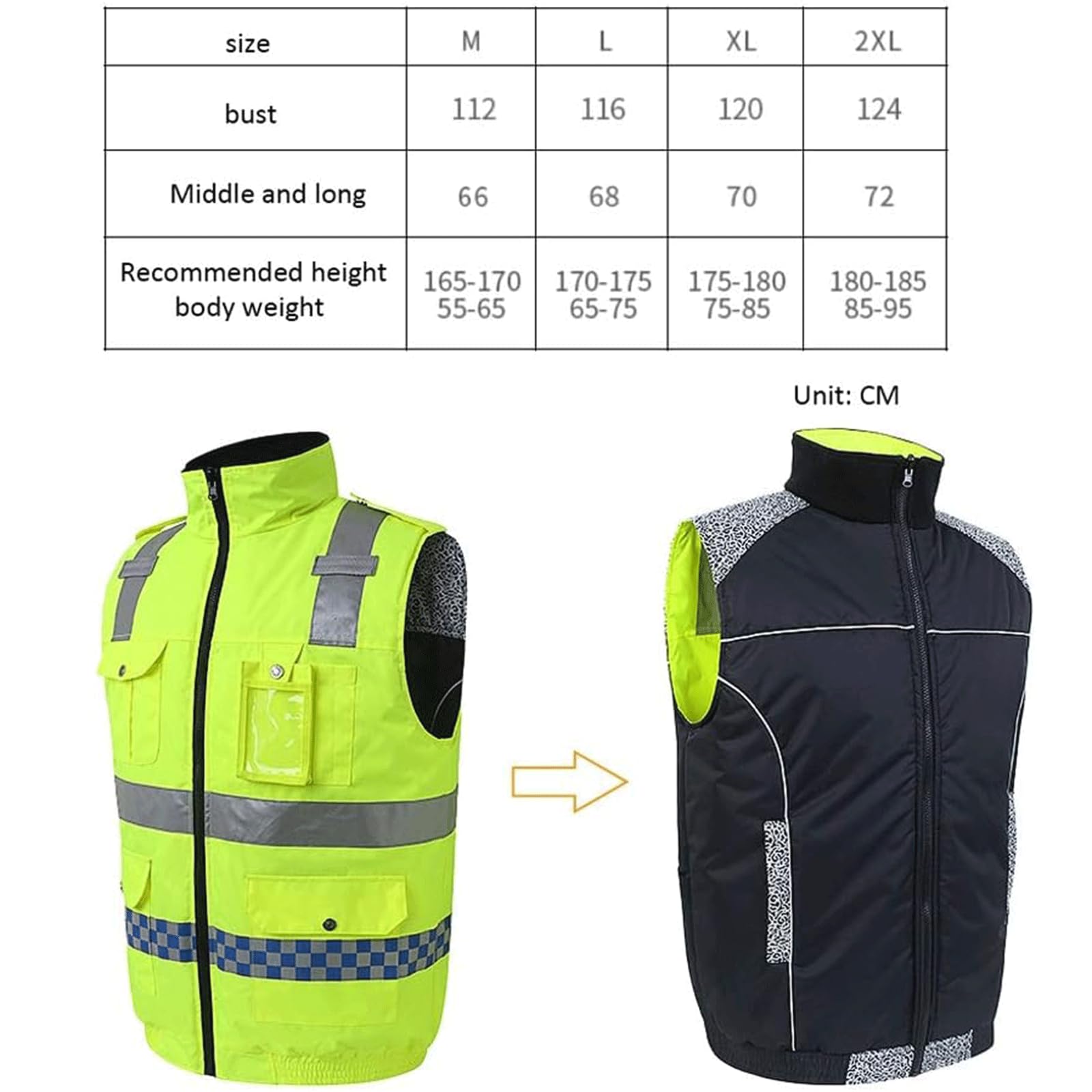 Kamizelki bezpieczeństwa Reflecterend pak Positief antireflecterend katoenen reflecterend vest Vest Winter dik heren en dames veiligheidsvest met hoge zichtbaarheid Moda