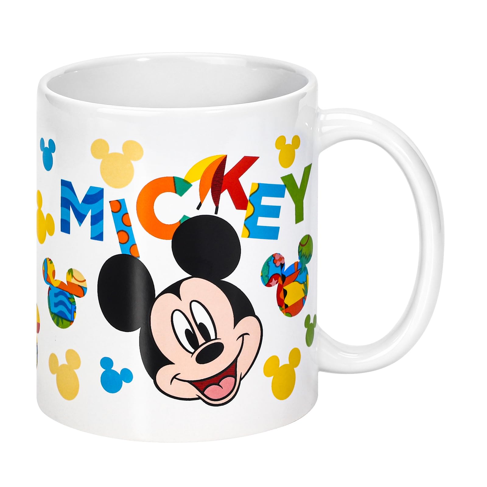 Disney Mickey Mouse 11oz Ceramic Mug – Colourful Mickey 325ml Coffee Cup, Dishwasher & Microwave Safe, Officially Licensed Gift for Kids & Adults