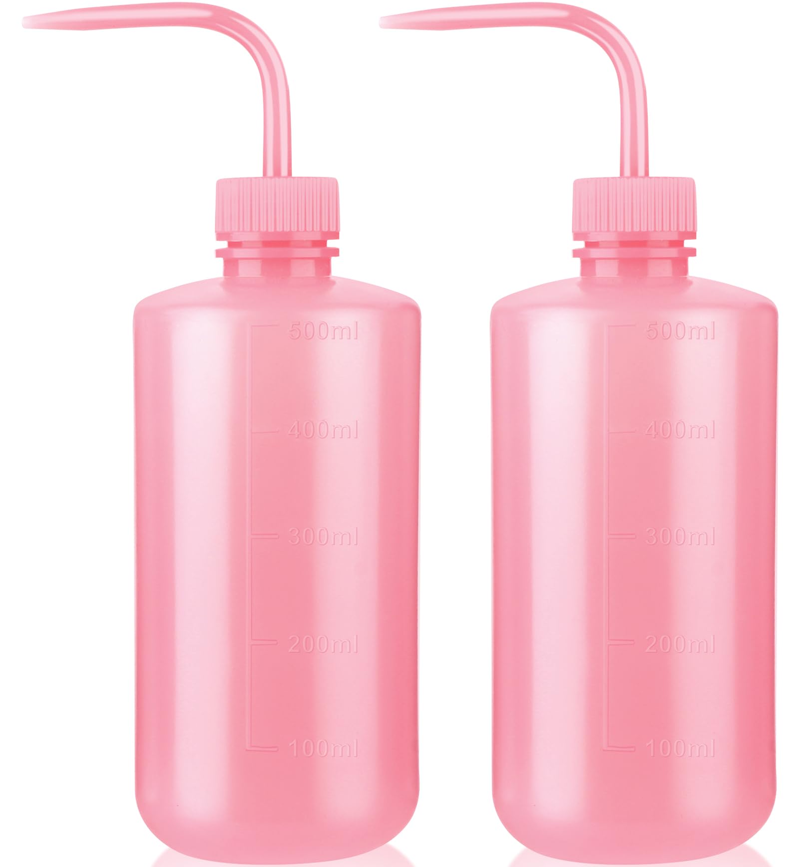 Valchoose Upgraded 2 Pack 500ml Wash Bottles Squeeze (Pink) 16.9oz, Plant Water Bottle LDPE No Leaking, Safety Squeeze Bottle No Spill, Bend Mouth