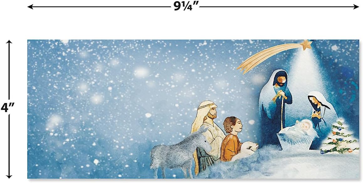 Colorful Images Shining Star Personalized Slimline Christmas Cards- Set of 24 Cards and Envelopes, Card Stock, 4 x 9-1/4 Inches