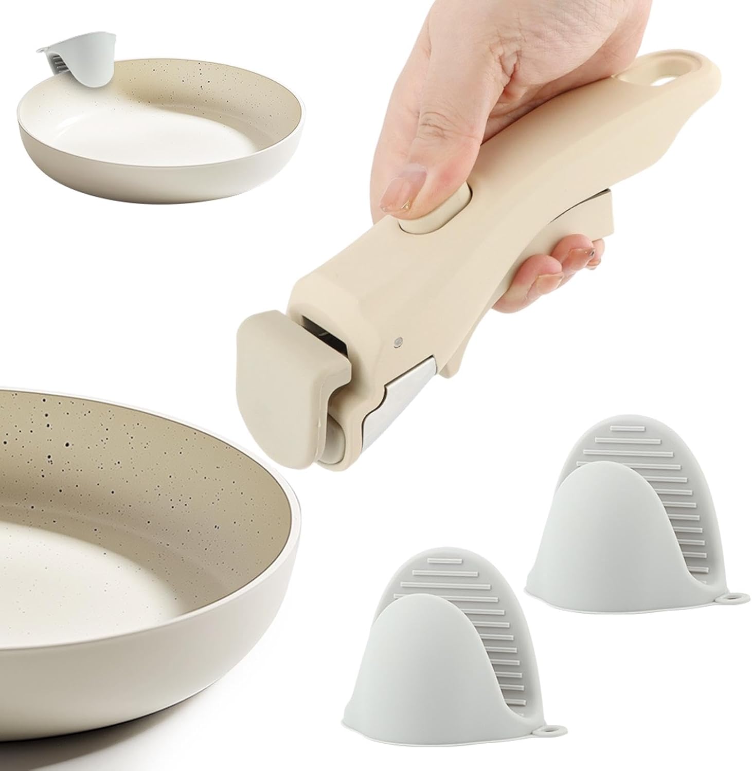 Removable Pot Handle, Cre White Detachable Pan Handles PCS Silicone Oven