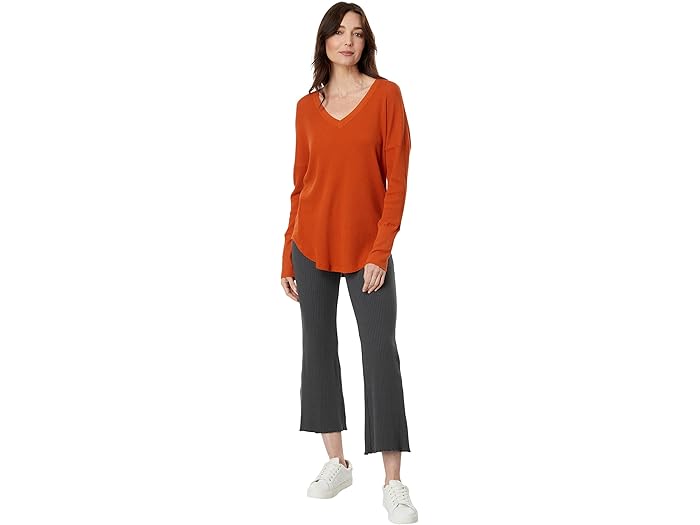 Washed Cotton Modal Thermal Long Sleeve V-Neck Tunic - Image 1