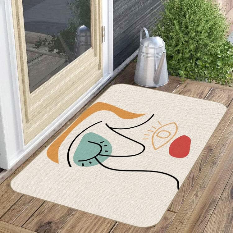 Miniatura 3 de BXFAHZJ Tapete abstracto bohemio con diseño de cara de mujer, diseño de líneas coloridas de 17 x 30 pulgadas, para interiores y exteriores,