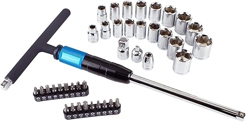 MichaelPro MP009056 - Juego de 40 llaves giratorias rápidas con mango en T de 3/8 de pulgada de 2 vías con enchufes y puntas hexagonales,
