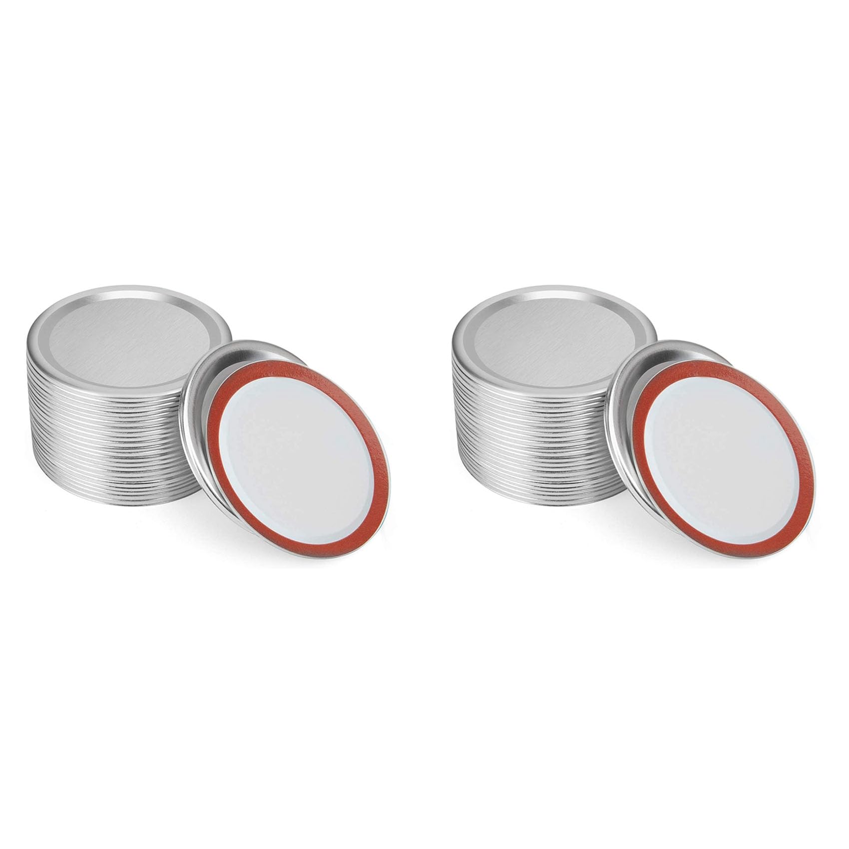 Hndhbfgrt 48 PCS Jar Lids, Regular Mouth Canning Lids Reusable Split-Type Leak Proof Canning Lids with Silicone Seals Rings