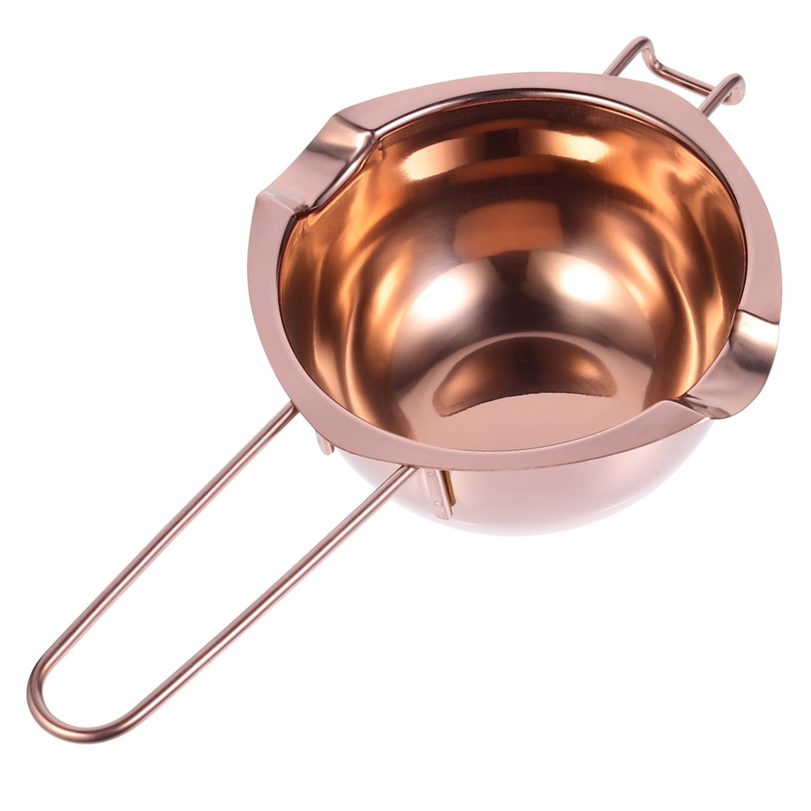 VINTORKY Sturdy Stainless Steel Melting Bowl Chocolate Heating Pot Extended Handle Diversion Mouth Easy Pour Rose Gold