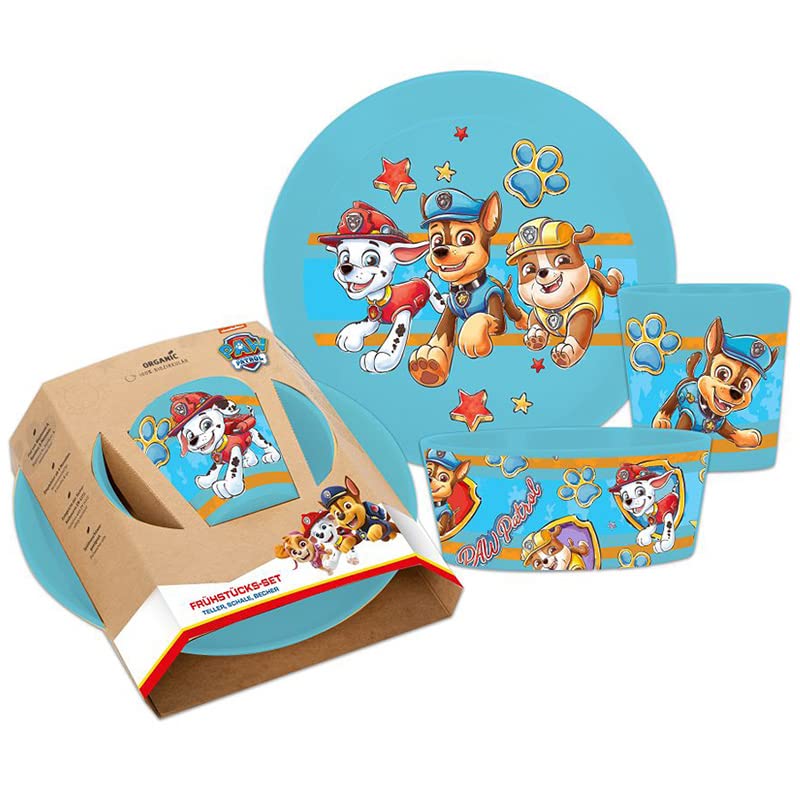 Koziol Connect Childrens Paw Patrol Dinnerware Set, 3pcs, Organic Blue