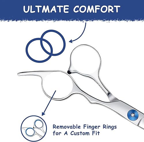 Miniatura 6 de Maxshop - Tijeras de aseo para perros, 7 pulgadas, profesionales, paquete de 2 tijeras de titanio de acero inoxidable de alta resistencia, kit de