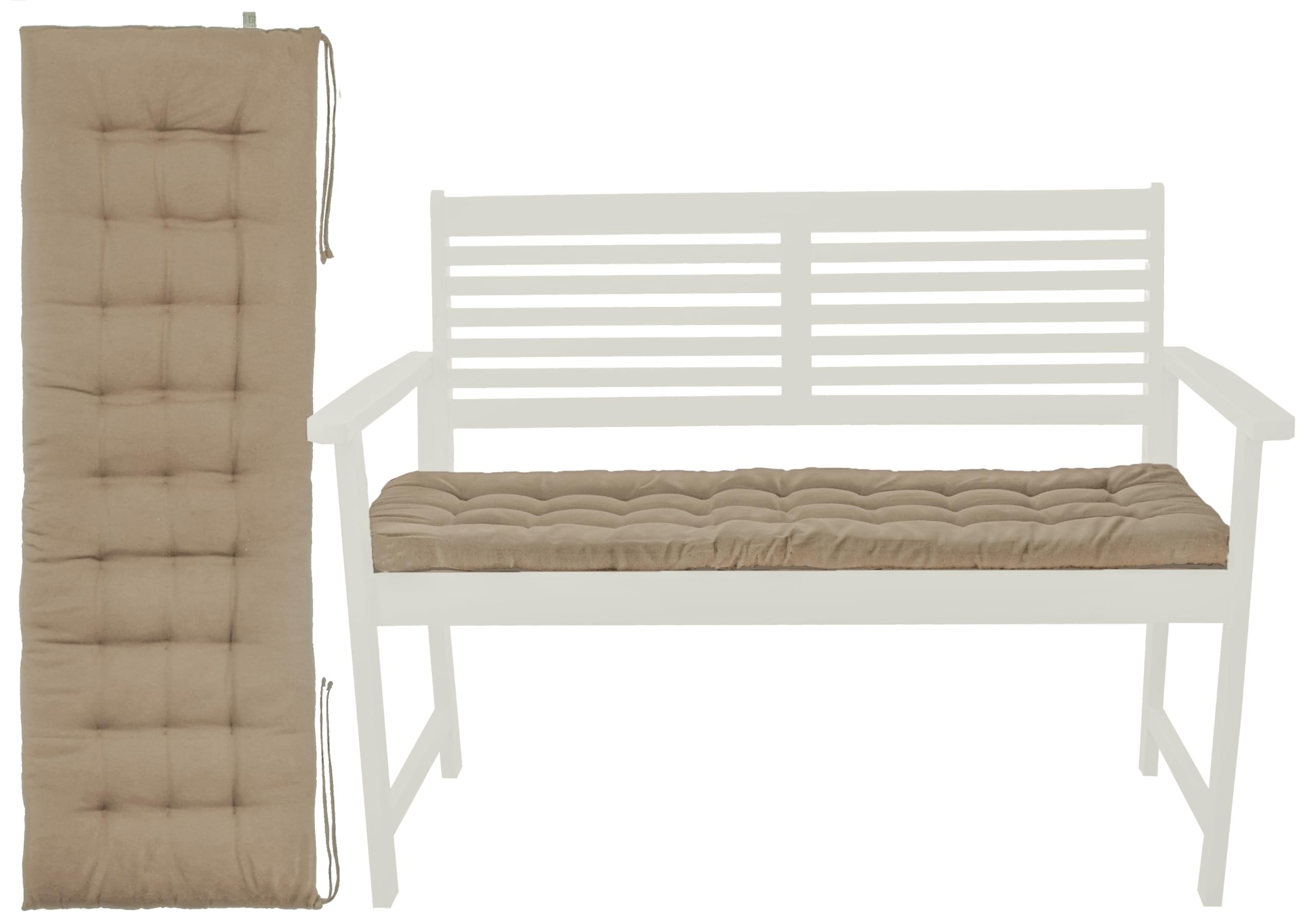 Brandsseller Cuscino per panca 120x40x4 cm – Per panca da giardino e panca da pranzo – Idrorepellente, facile da pulire e morbido e imbottito – Uso interno & esterno – Taupe/Beige