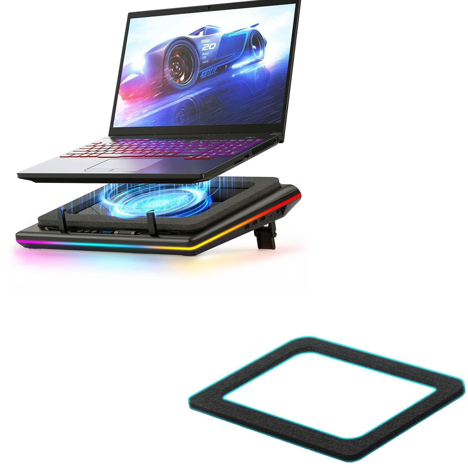 llano V12 Laptop Cooling Pad with Memory Foam Set
