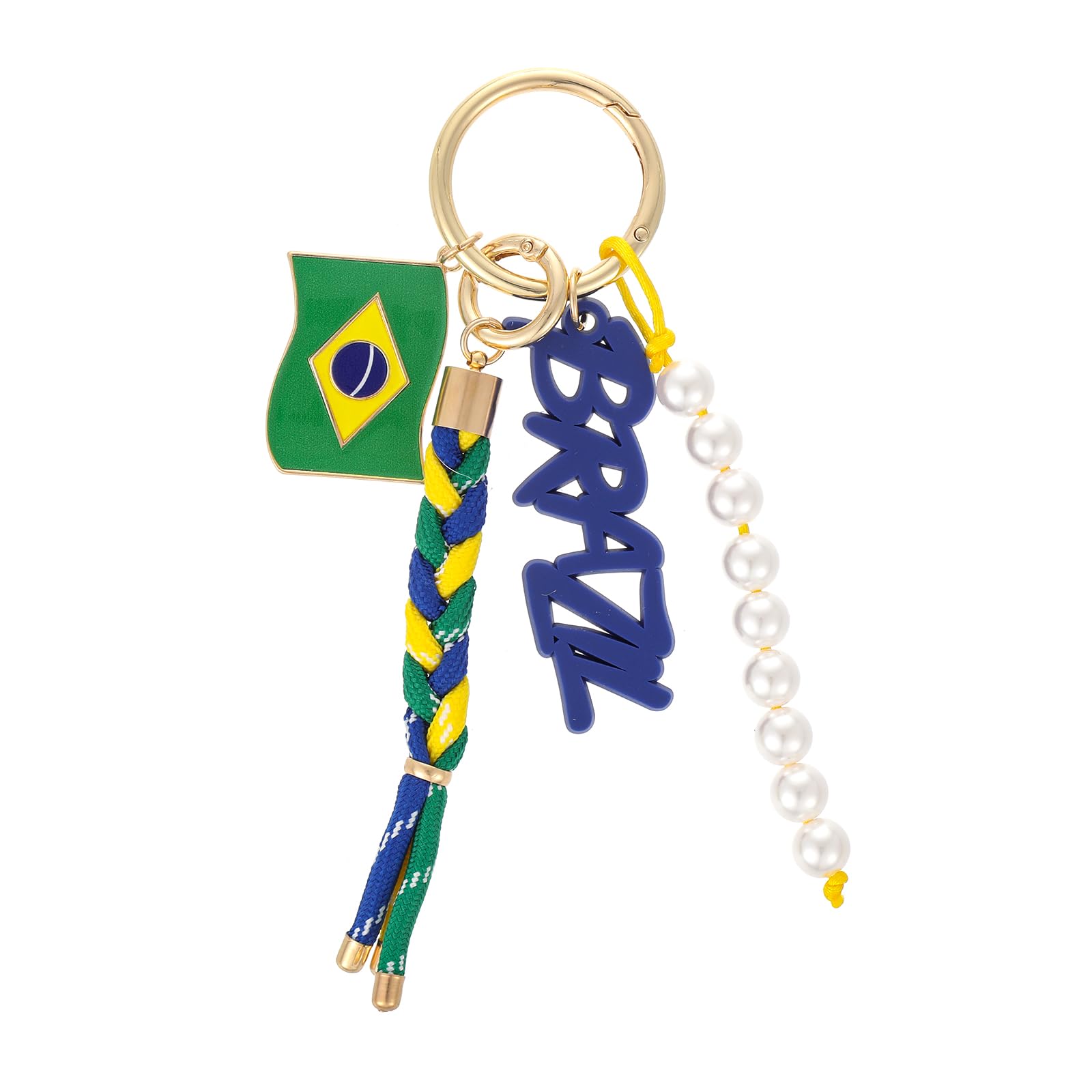 Madison Tyler American Mexican Brazilian Argentinian French British Spanish Flag Keychain | Country Patriotic Purse Bag Charm, Brazil, 6.5 Inch