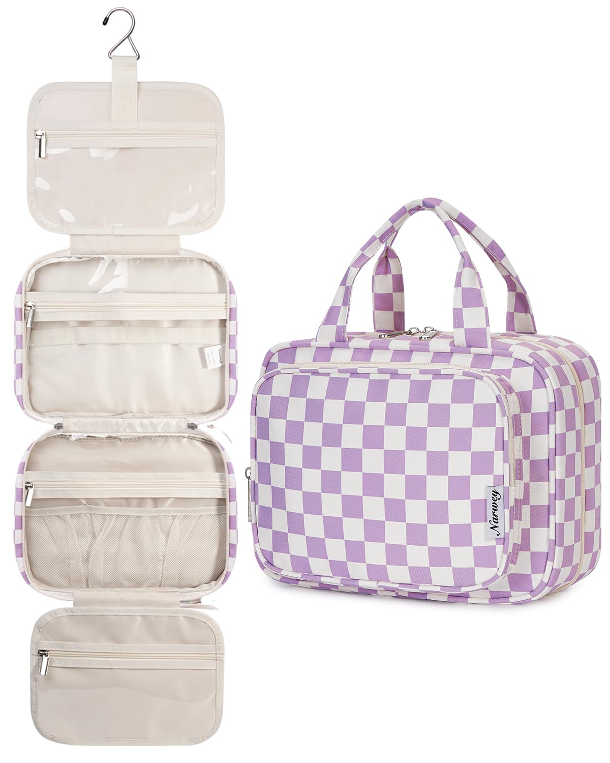 Narwey Bolsa de Aseo Bolsa de Maquillaje de Viaje Organizador de Cosmético Neceser Maquillaje para Mujeres y Niñas (Negro(Mediano)) — view 22