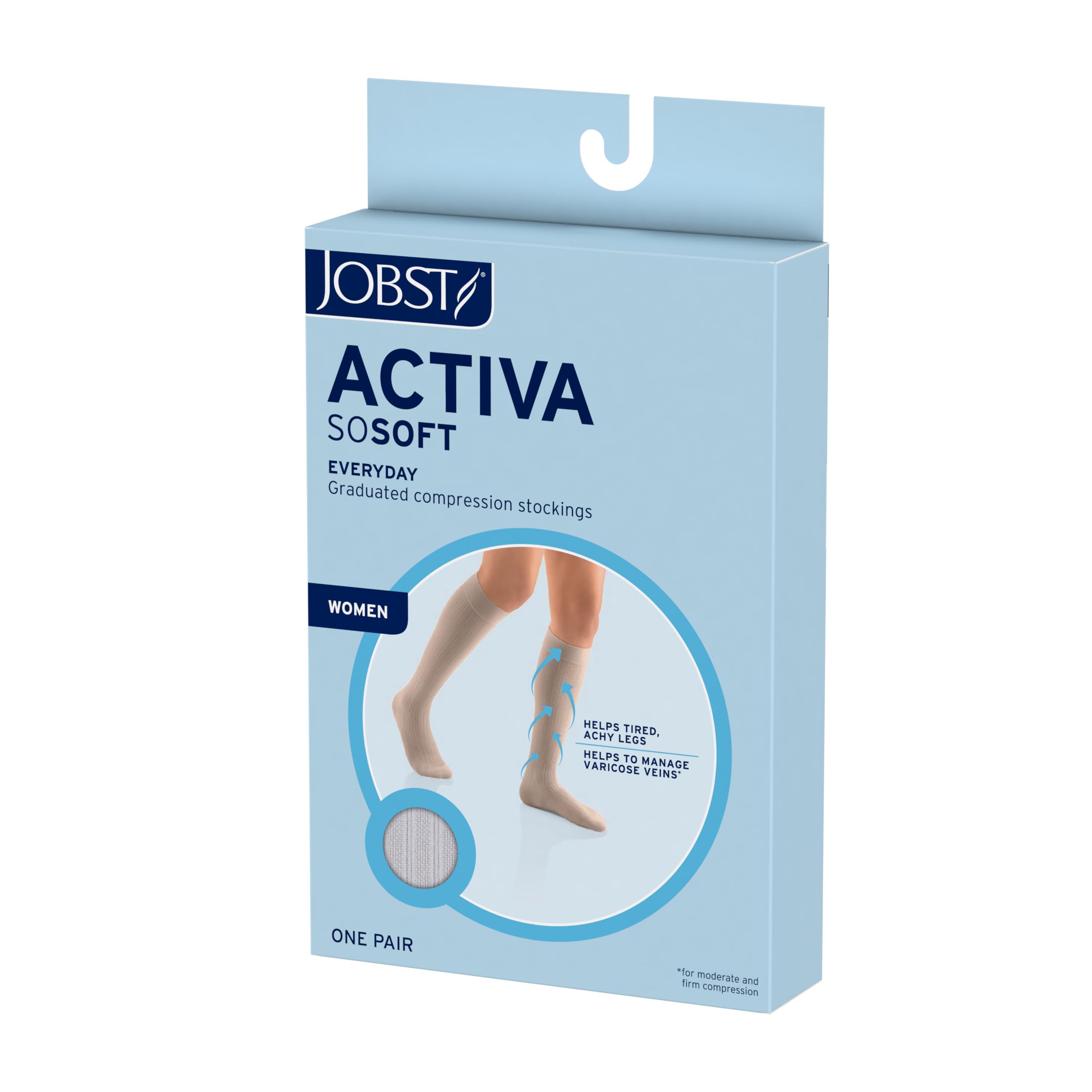 JOBST ACTIVA SoSoft 8-15 mmHg Compression Socks Knee High Closed Toe, Ribbed Design