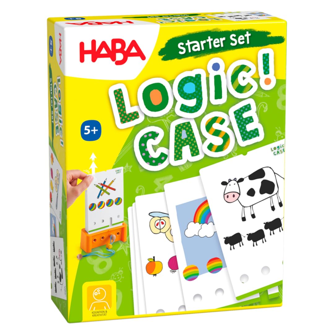 HABA Logic! CASE Starter Set – Logikspiel für Kinder ab 5 Jahren – Unterhaltsame Bilderrätsel mit 77 Aufgaben – Lernspiel für unterwegs – 1306120001