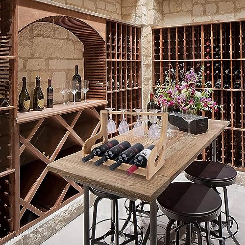 Soporte para botellas de vino de mesa para 4 botellas y 4 copas miniatura 3