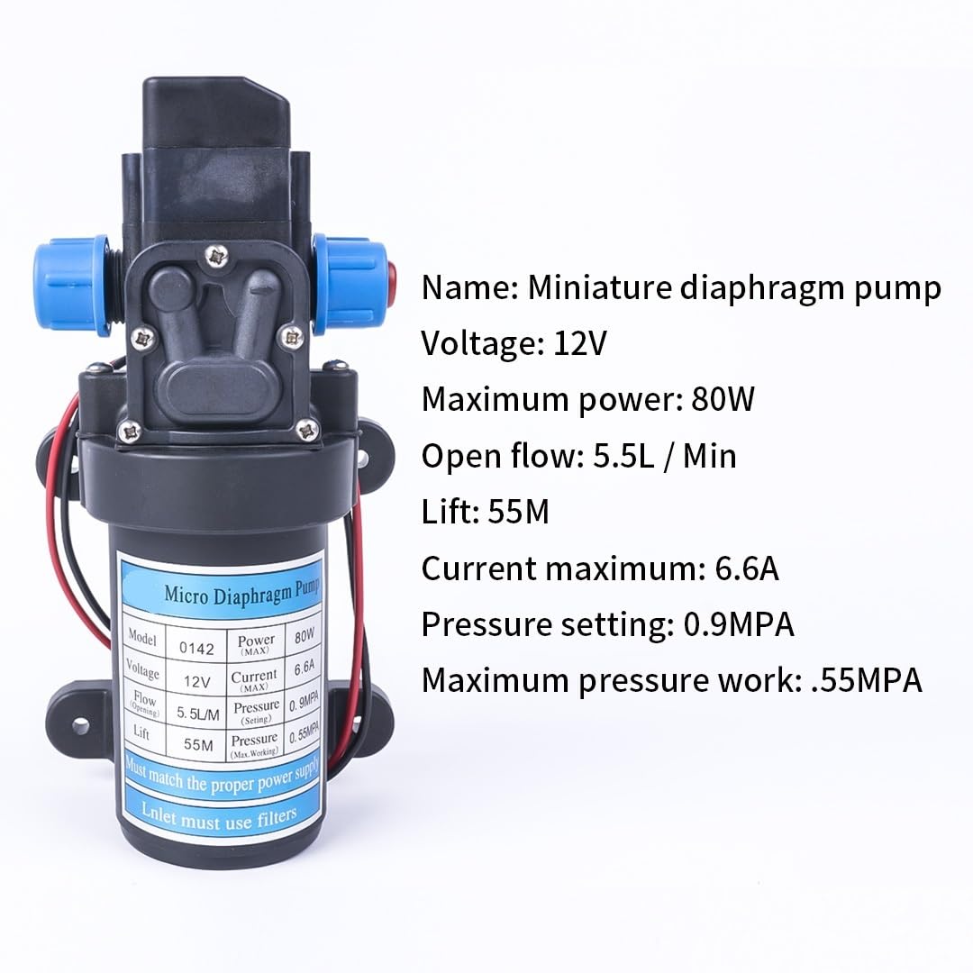 Pompy wodne, części i akcesoria wysokociśnieniowa membranowa pompa wodna, automatyczny przełącznik, DC 12 V, 80 W, 130 PSI, 5,5 l/min, elektryczna pompa wodna (Return Valve typ A)