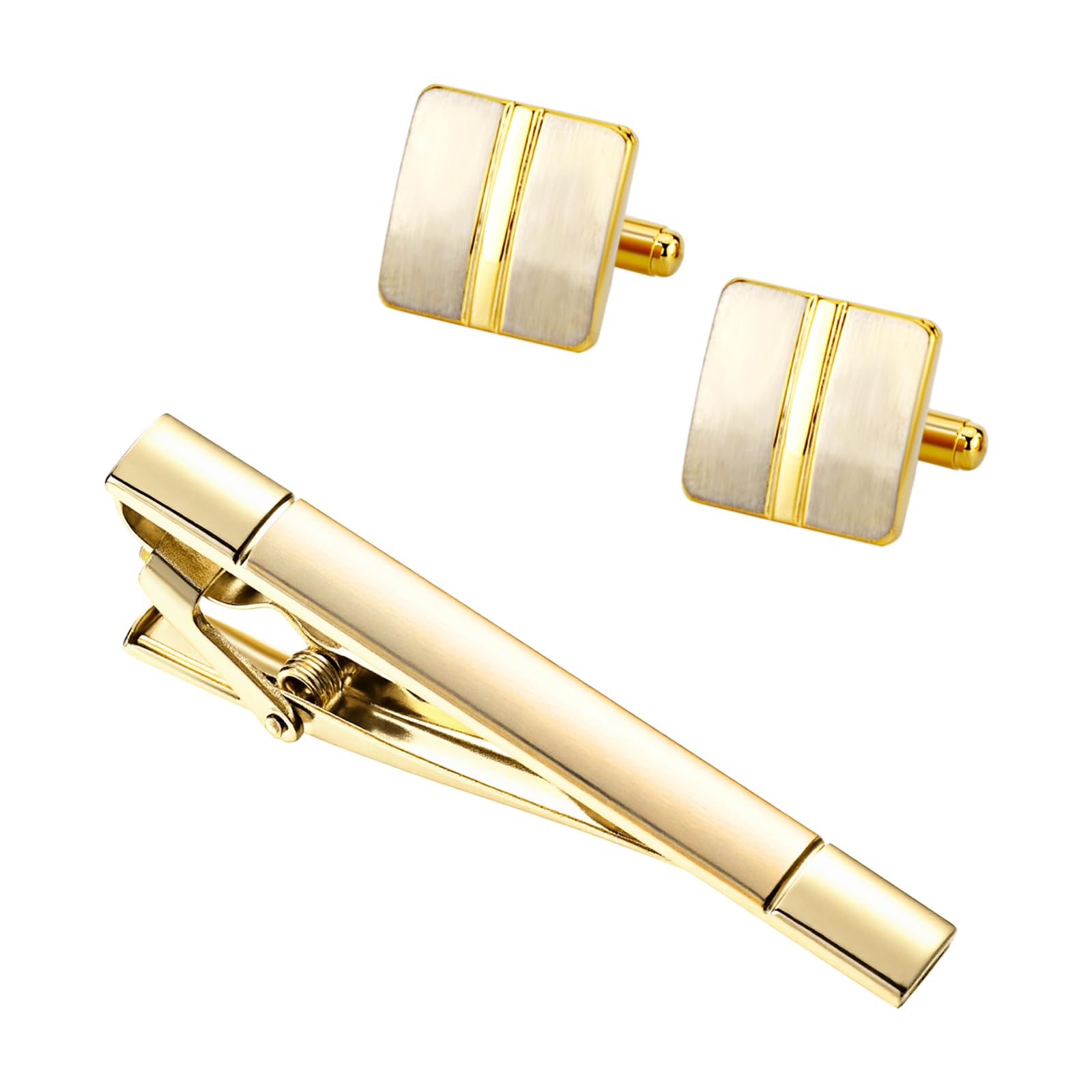 Avaner Ensemble de Boutons Manchette et Pince Cravate Homme: Boutons Manchette et Pinces Cravate Carré avec Coffret Cadeau pour Mariage, Cérémonie- Cadeau Anniversaire Fête des Pères