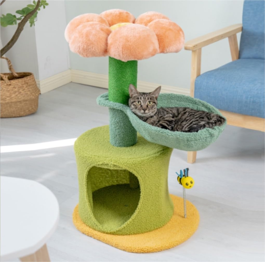 Albero Gatti Tiragraffi Grande per Gatti da Interno Torre per Alta con in Sisal E Cuscinetti in Peluche Imbottito Mobili